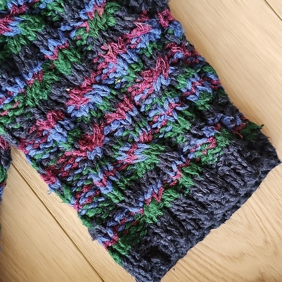 Liz Claiborne Aran Cable Knit Striped Ramie Granny Pullover Sweater Medium - Picture 3 of 12